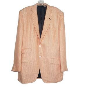 Marzoni Astor & Black Peach Pinstripe Linen Sportcoat Bespoke Blazer sz 42 Italy